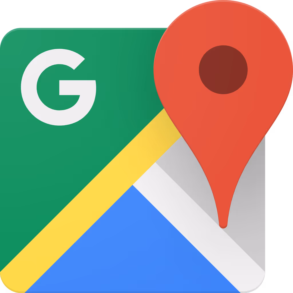 Google Maps icon with a red location pin on a map background.