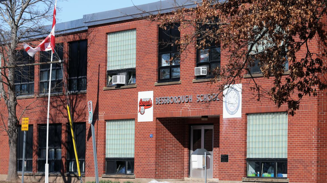 Exterior of Bessborough School in Moncton, supported by CLG Injury Law to enhance classrooms with NearPod interactive learning technology.