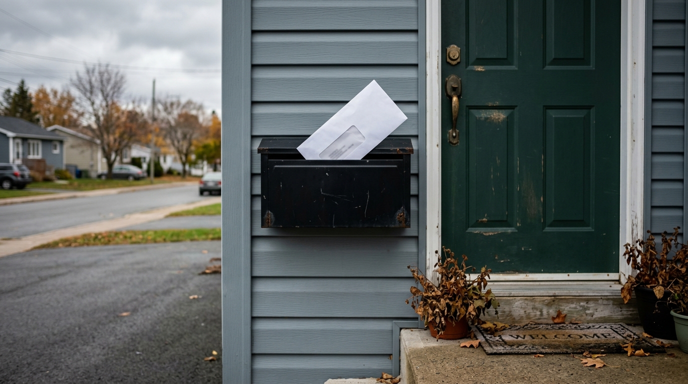 A document in the mailbox, showing the sign of preparing an appeal after benefits were cut off.