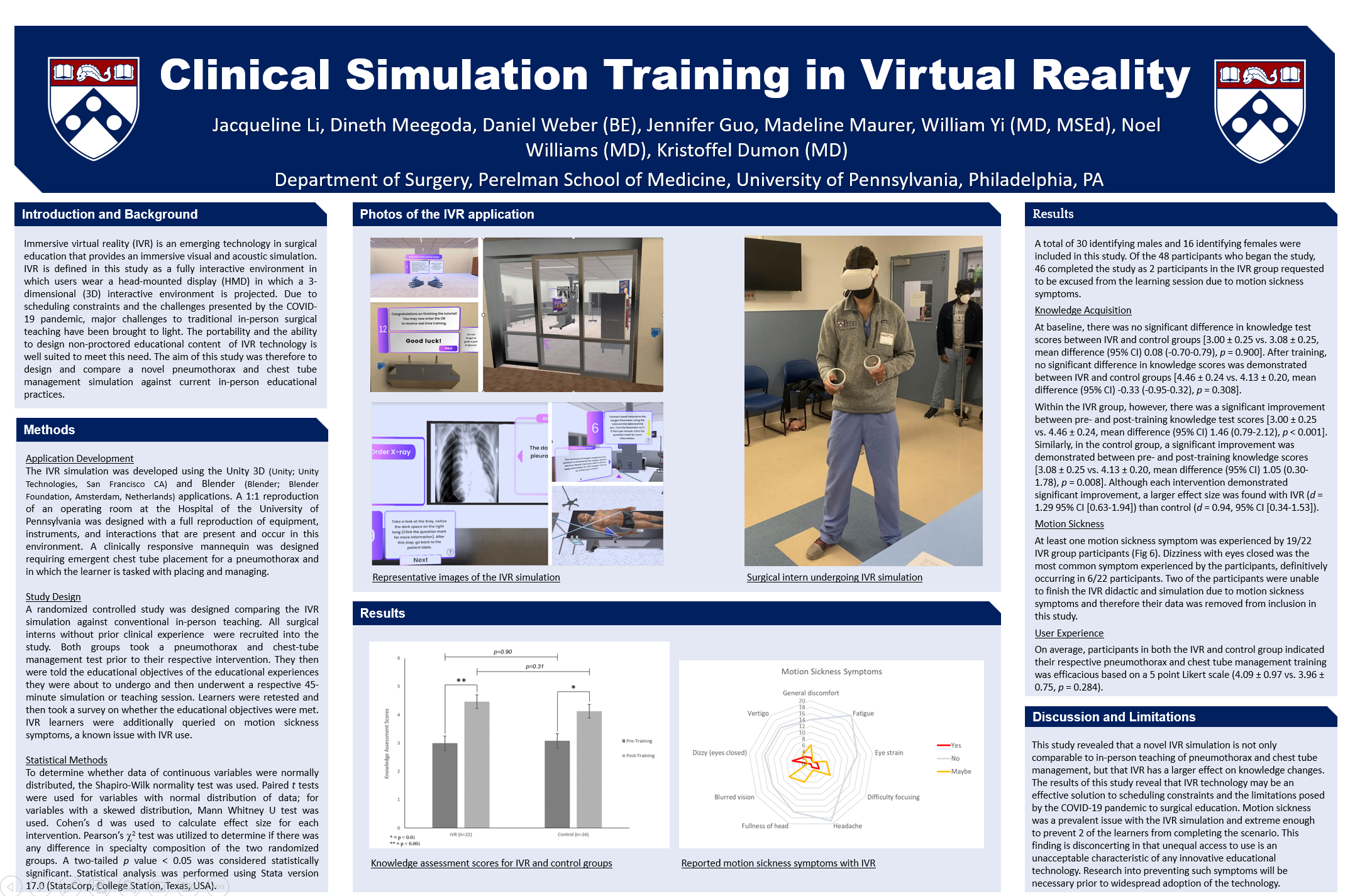 Clinical Simulation Training in Virtual Reality research poster