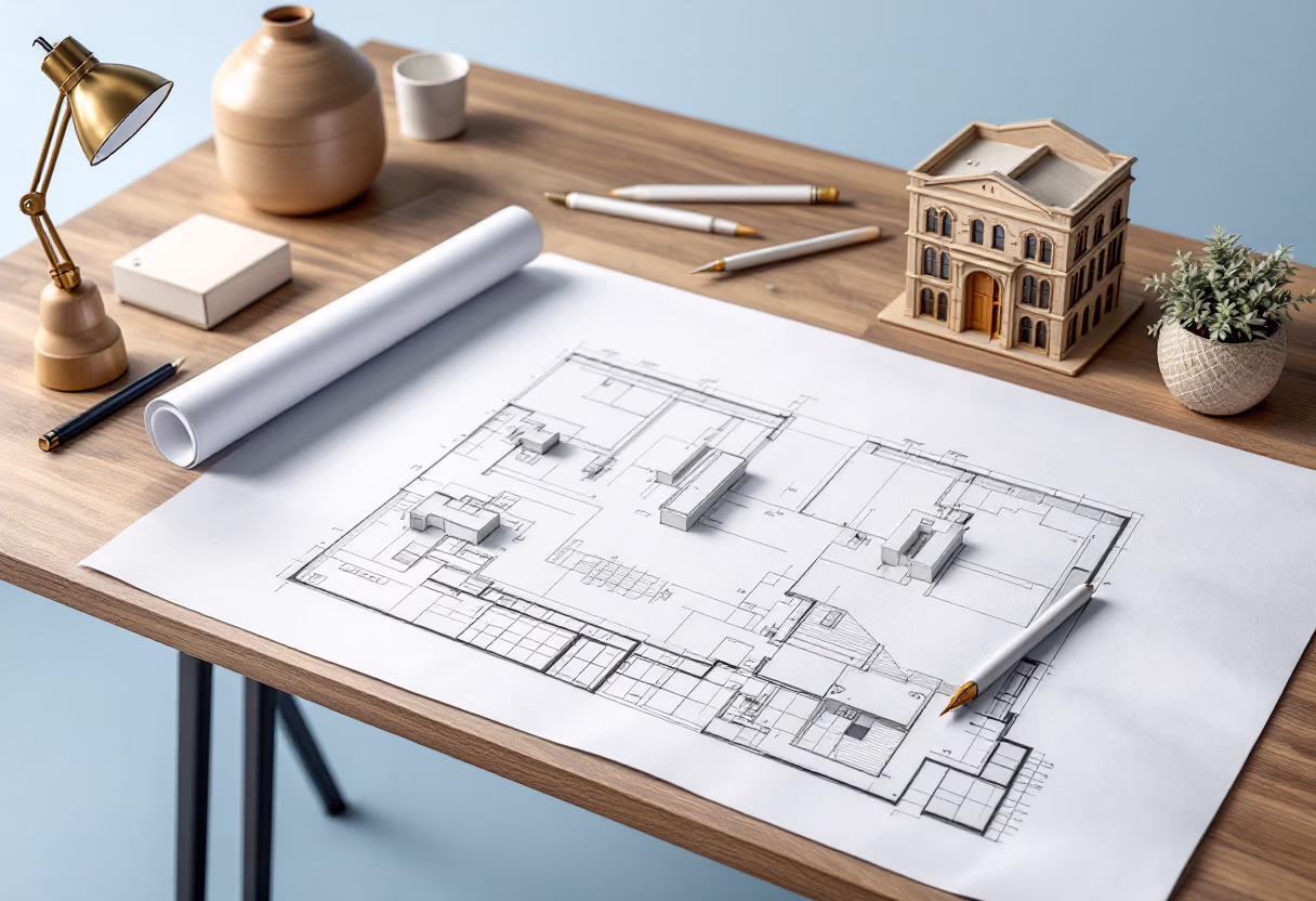 image of blueprint for a general contractor