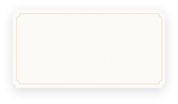 Empty rectangular cream-colored label with decorative gold corner accents and slightly shadowed edges.