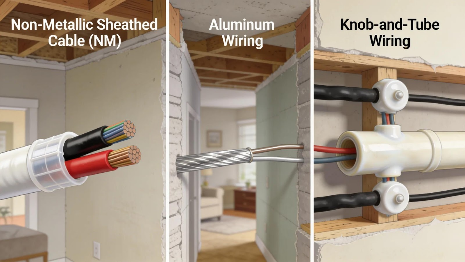Illustration of various types of residential wiring to enhance understanding of electrical systems