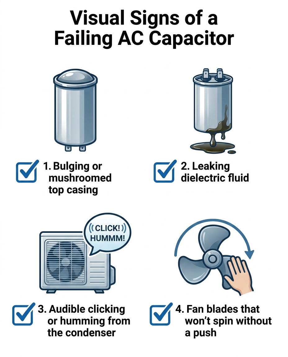 Visual Signs of a Failing AC Capacitor