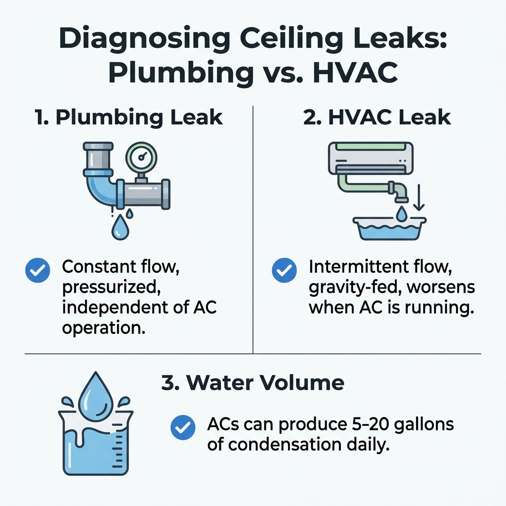 Diagnosing Ceiling Leaks: Plumbing vs. HVAC