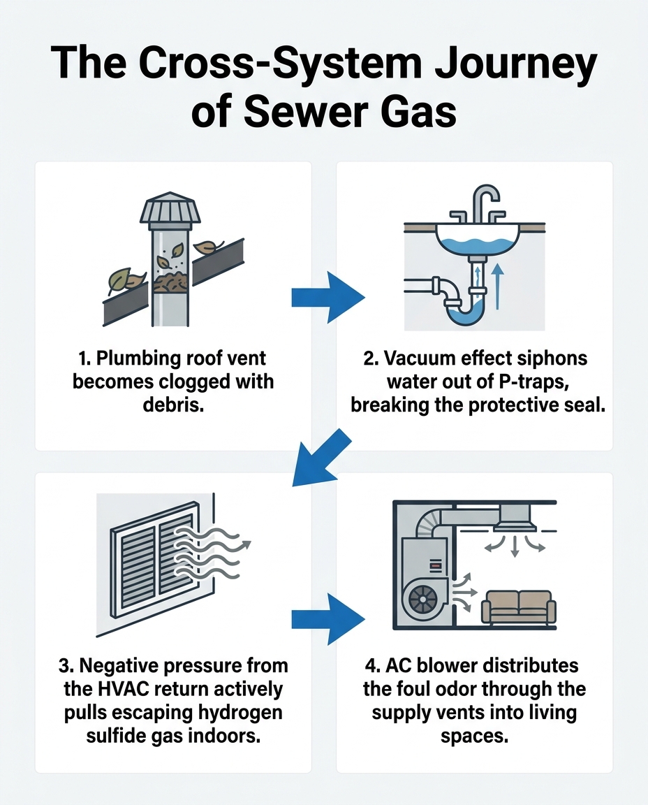 The Cross-System Journey of Sewer Gas