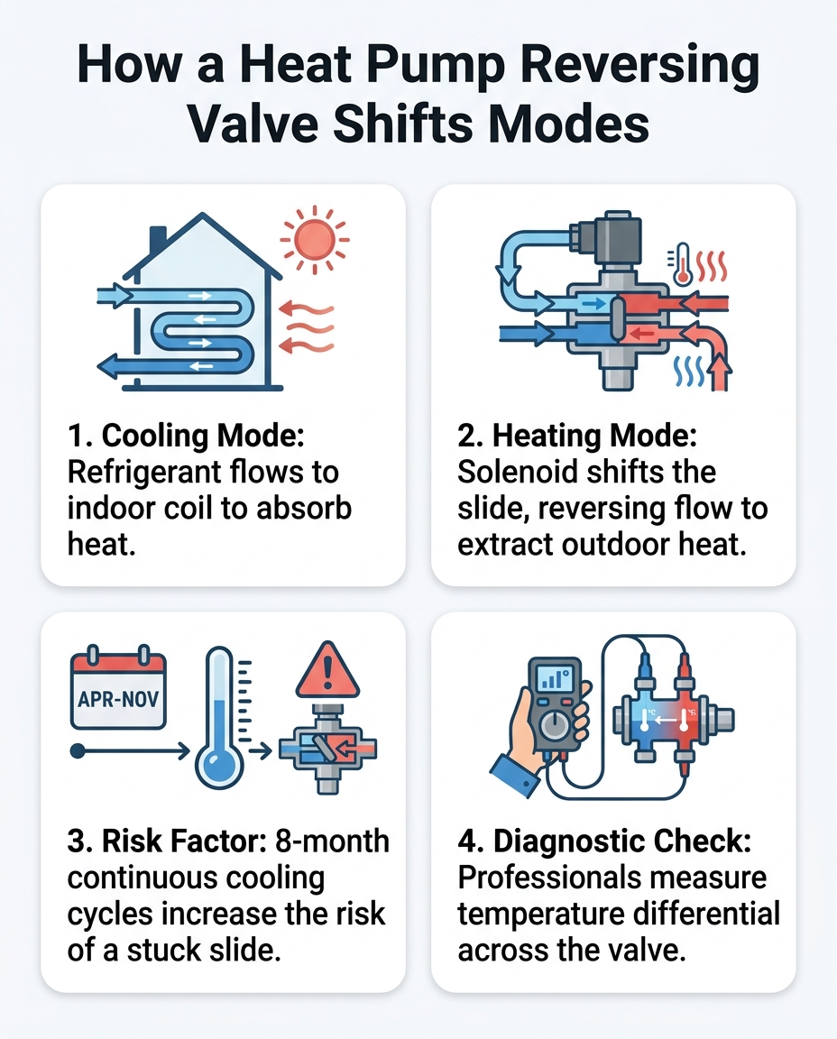 How a Heat Pump Reversing Valve Shifts Modes