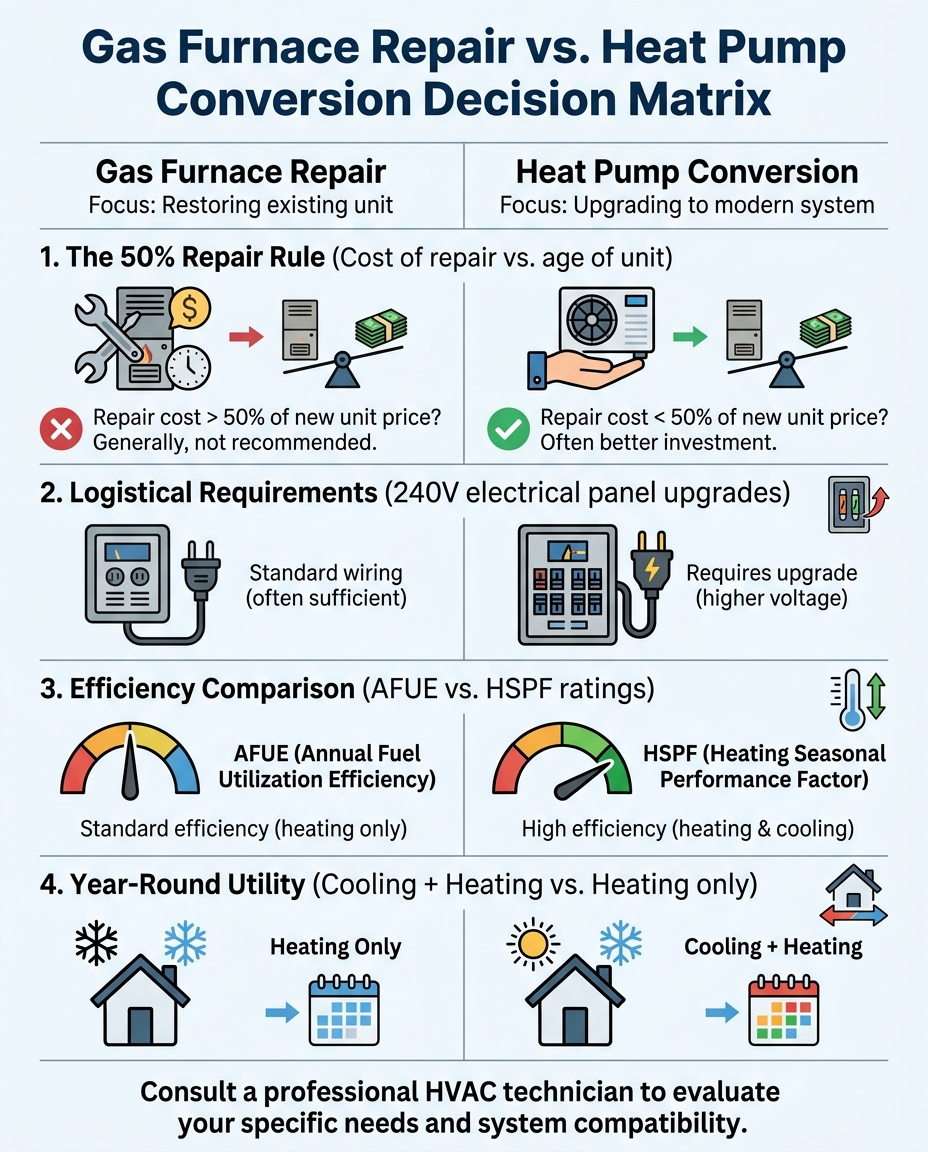 Gas Furnace Repair vs. Heat Pump Conversion Decision Matrix