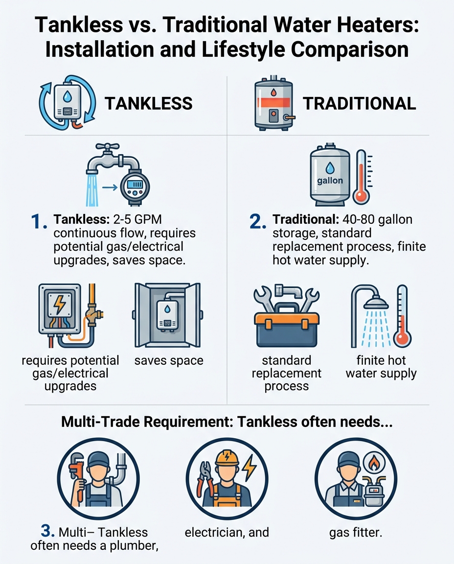 Tankless vs. Traditional Water Heaters: Installation and Lifestyle Comparison