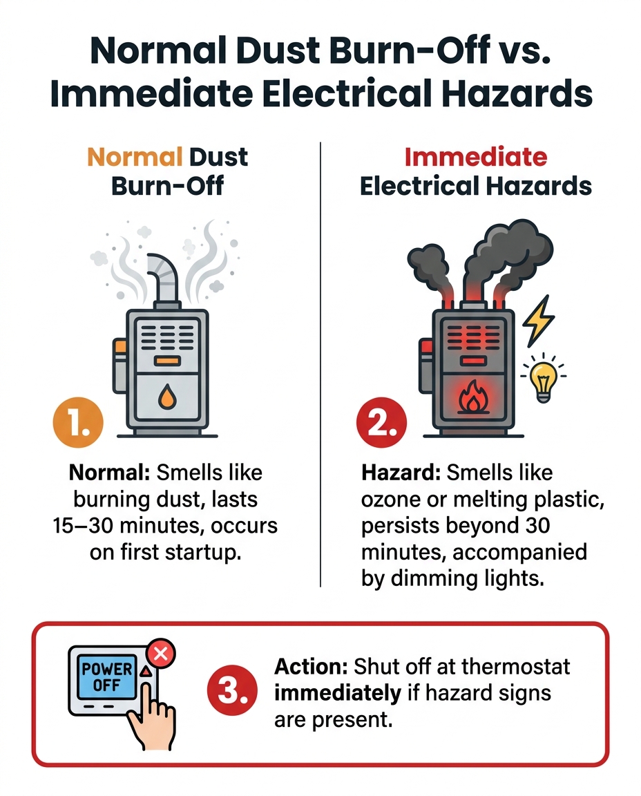 Normal Dust Burn-Off vs. Immediate Electrical Hazards