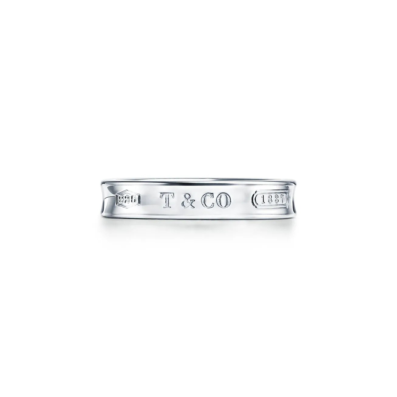 Bague jonc Tiffany & Co. 1837 en argent 925 gravée T&CO, bijou en argent