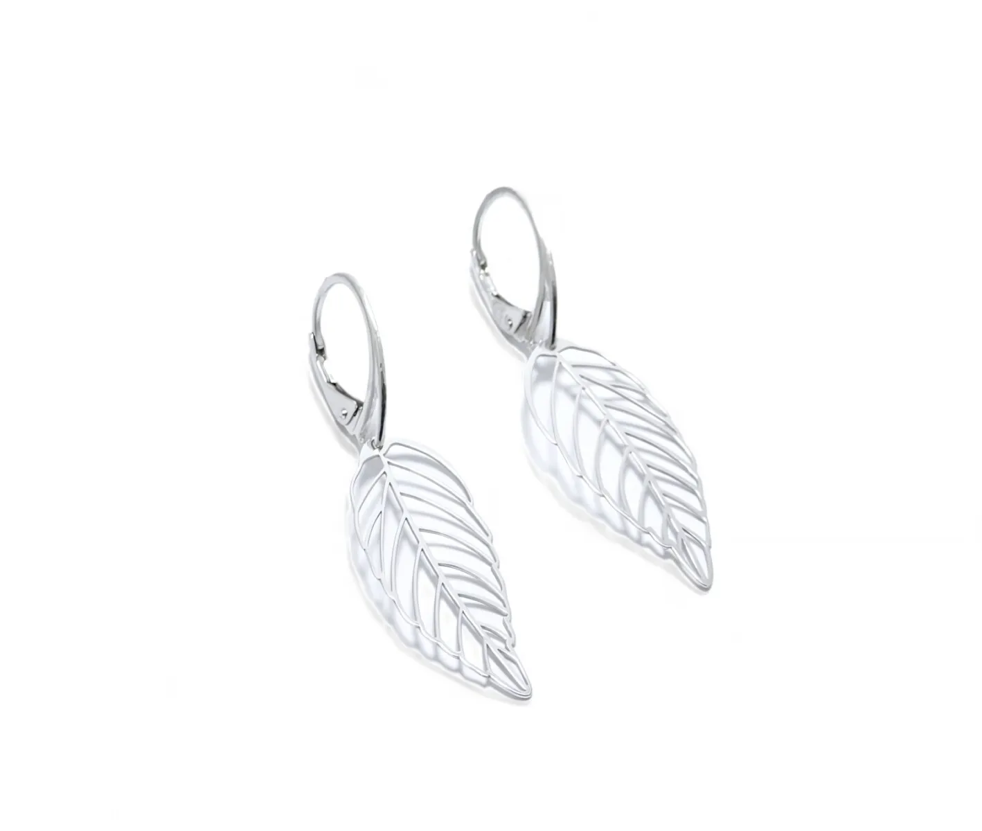 Boucles d'oreilles pendantes en argent en forme de feuille ajourée, bijou en argent sterling