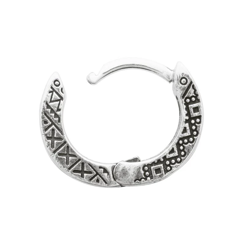 Bracelet jonc articulé en argent gravé de motifs géométriques, fini ancien, bijou en argent