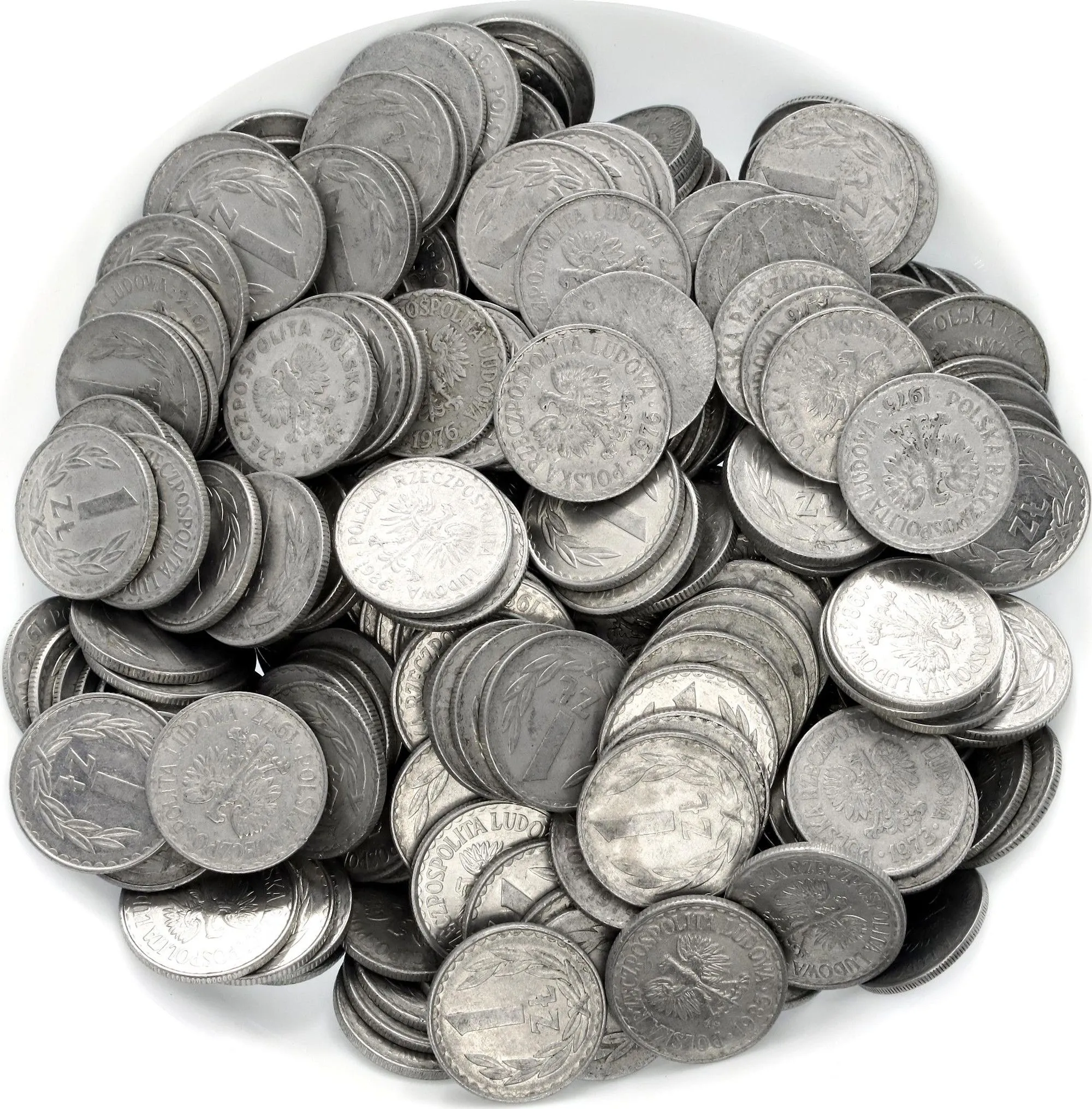 Lot de pièces polonaises de 1 zloty en métal gris, monnaie de collection pour numismate