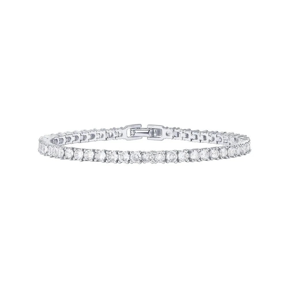 Bracelet tennis en or blanc serti d'une rangée de diamants, bijou serti évalué comptant