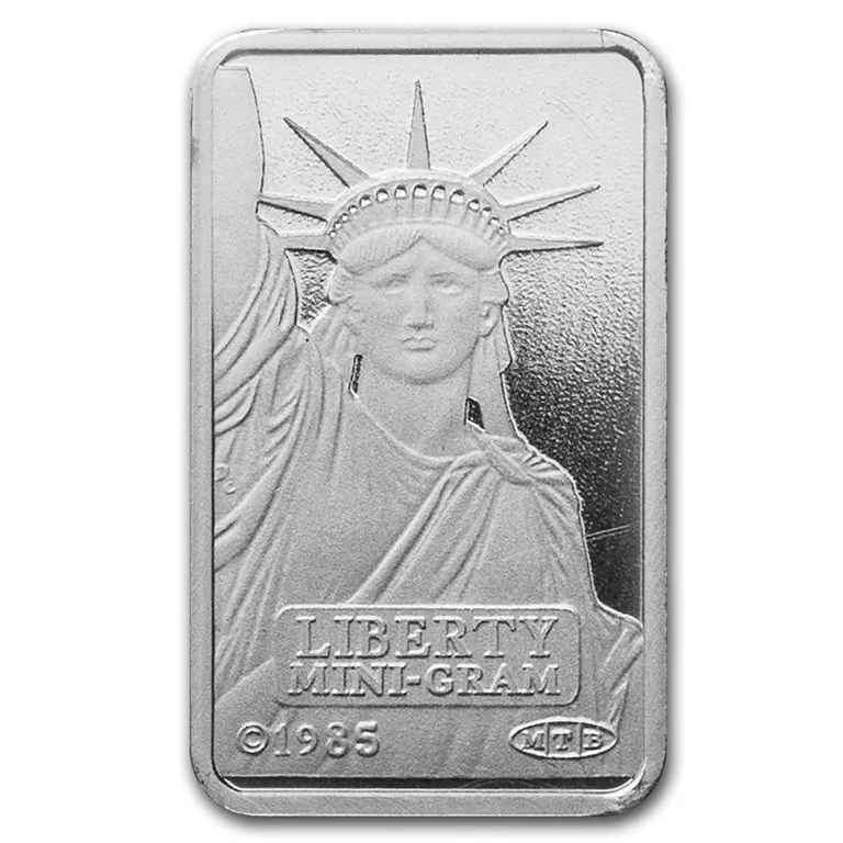 Lingot de platine Liberty Mini-Gram gravé de la statue de la Liberté, métal précieux de collection
