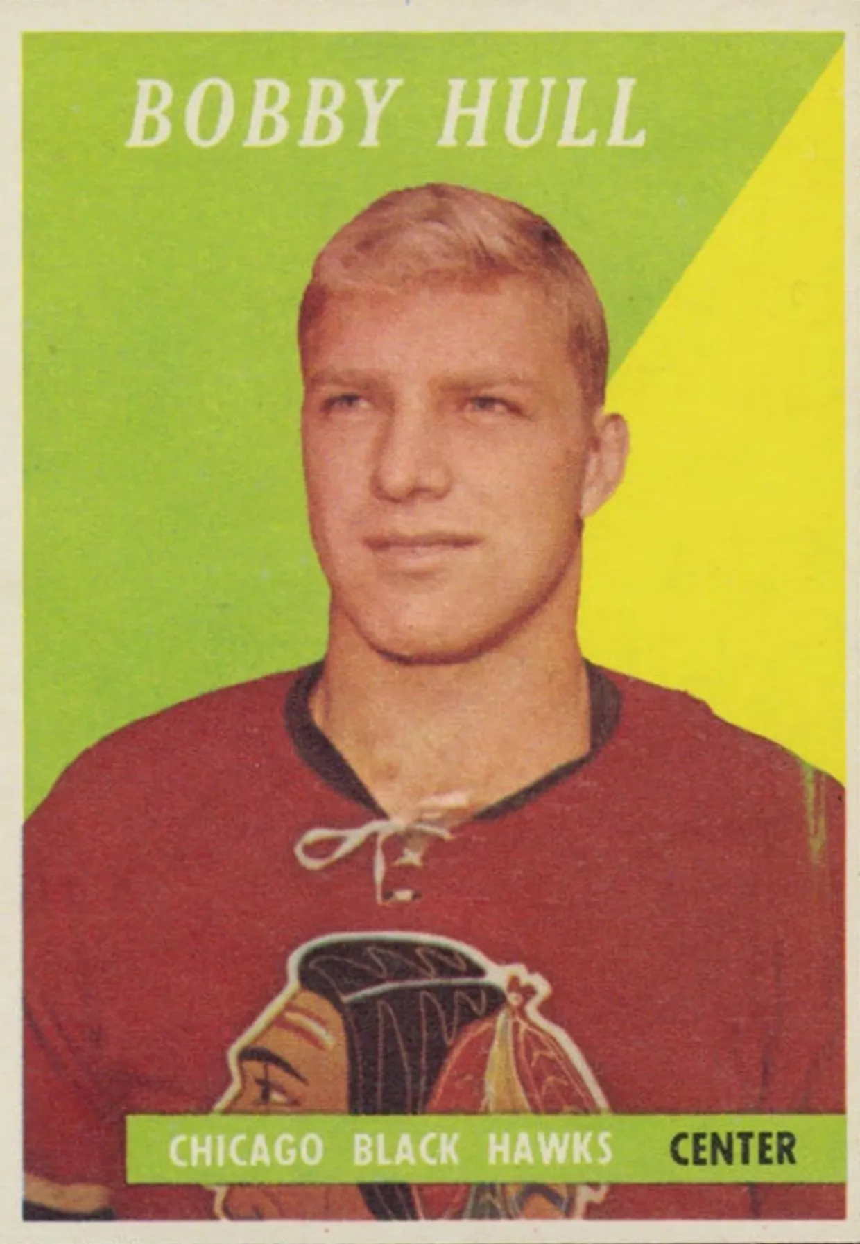 Carte de hockey vintage Bobby Hull des Chicago Black Hawks, carte de sport de collection Topps