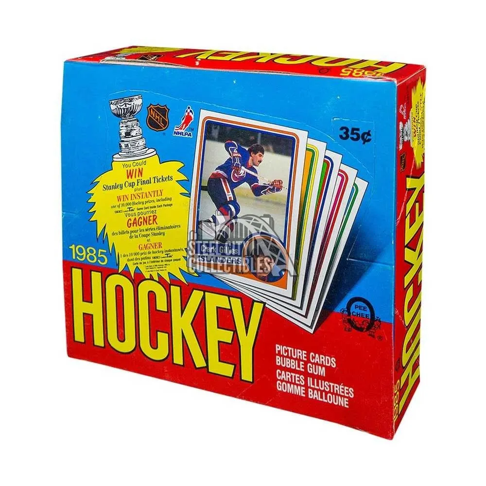 Boîte de cartes de hockey O-Pee-Chee 1985, paquets scellés de cartes de sport de collection