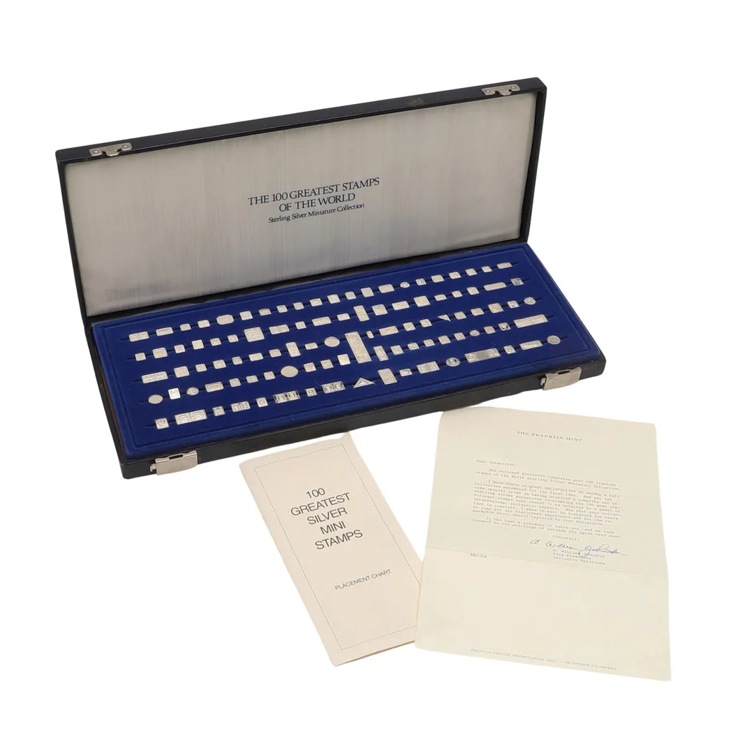 Collection Franklin Mint de timbres miniatures en argent sterling avec écrin et certificat, édition limitée