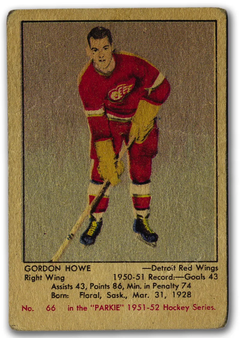 Carte de hockey Gordie Howe 1951-52 Parkhurst, Detroit Red Wings, carte de sport de collection