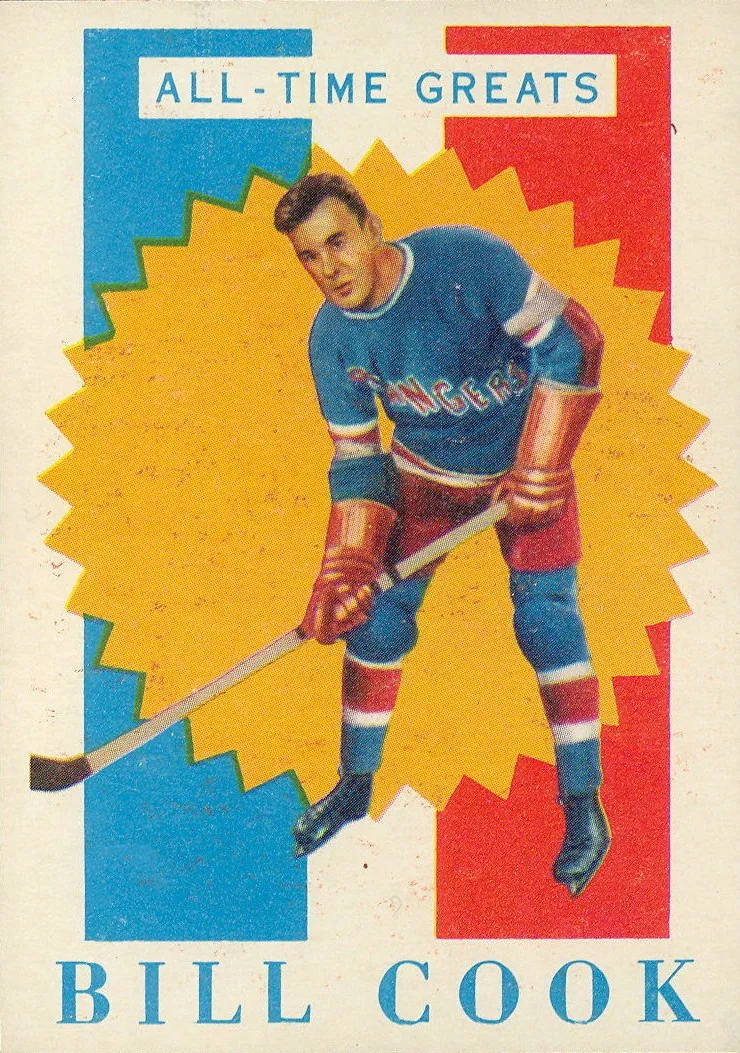 Carte de hockey ancienne Bill Cook All-Time Greats, New York Rangers, carte de sport de collection