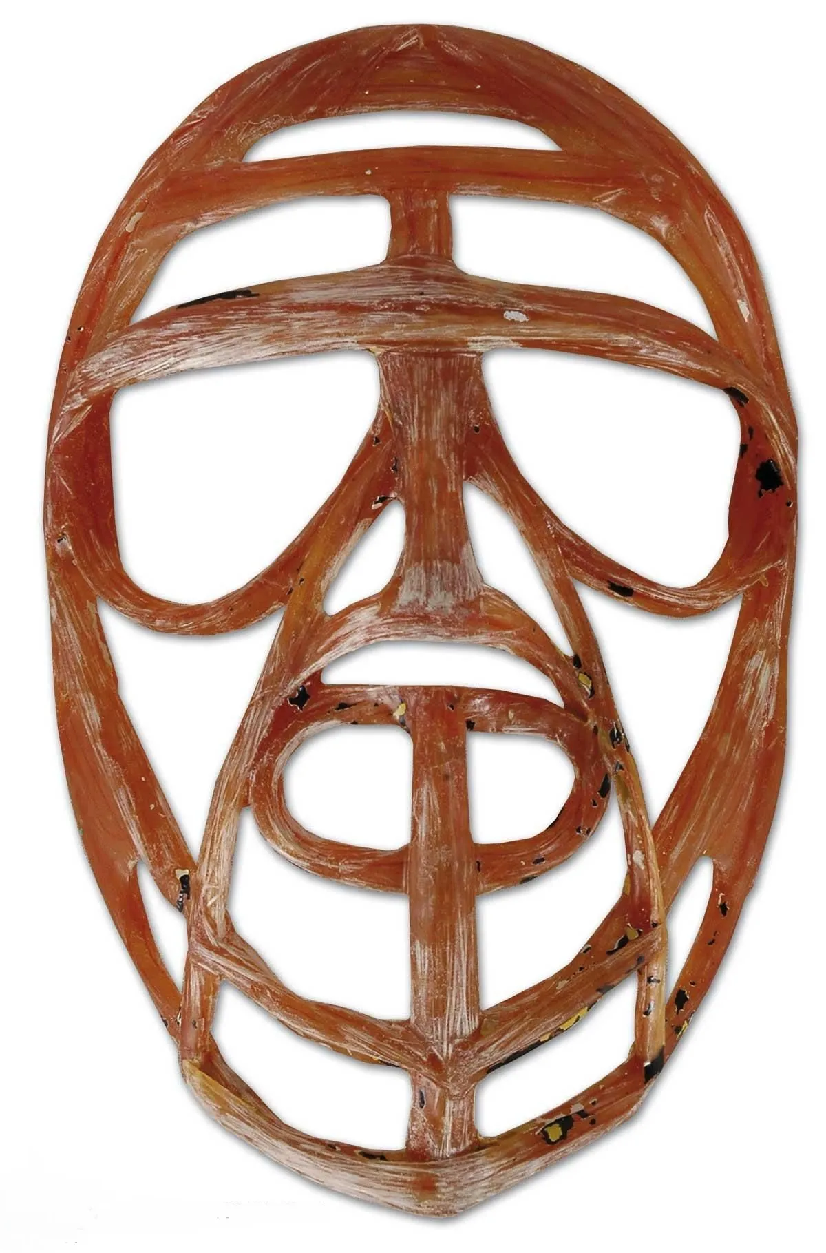 Masque de gardien de but de hockey ancien en fibre de verre, memorabilia sportif de collection