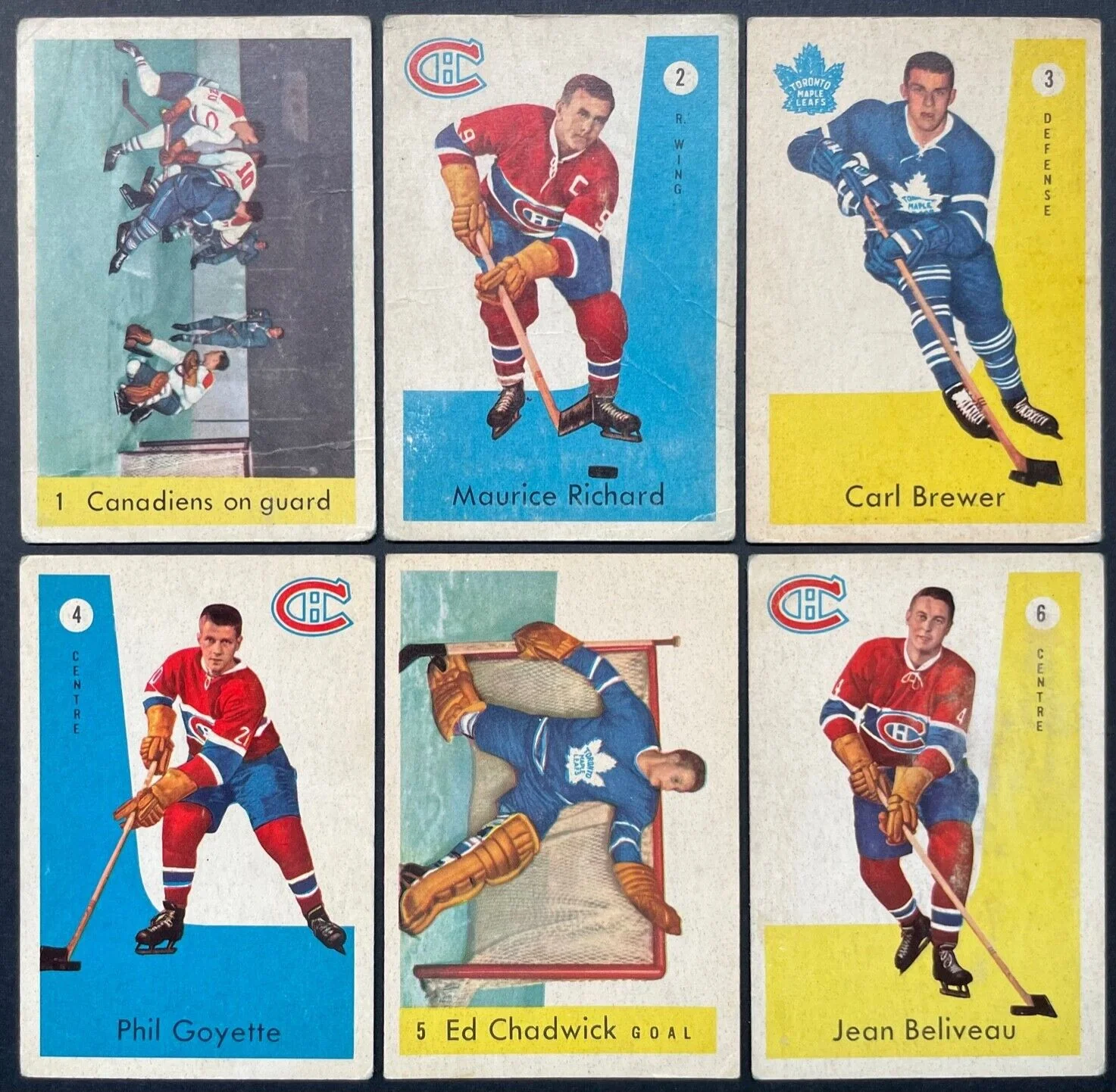 Lot de cartes de hockey vintage Maurice Richard et Jean Béliveau, cartes de sport de collection