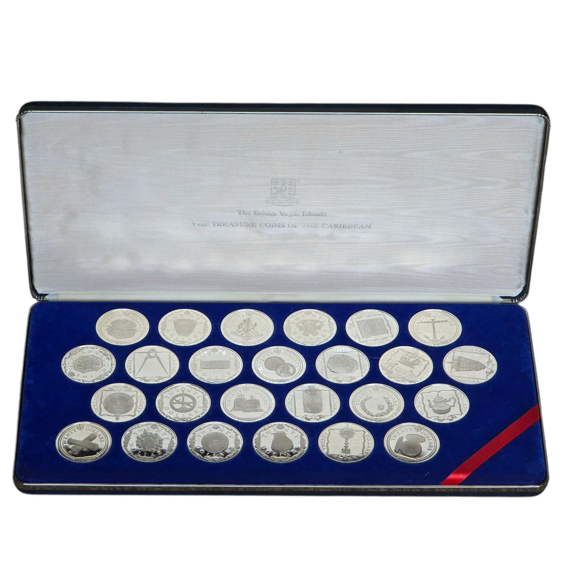 Collection de pièces d'argent Franklin Mint, Treasure Coins of the Caribbean, dans écrin de présentation
