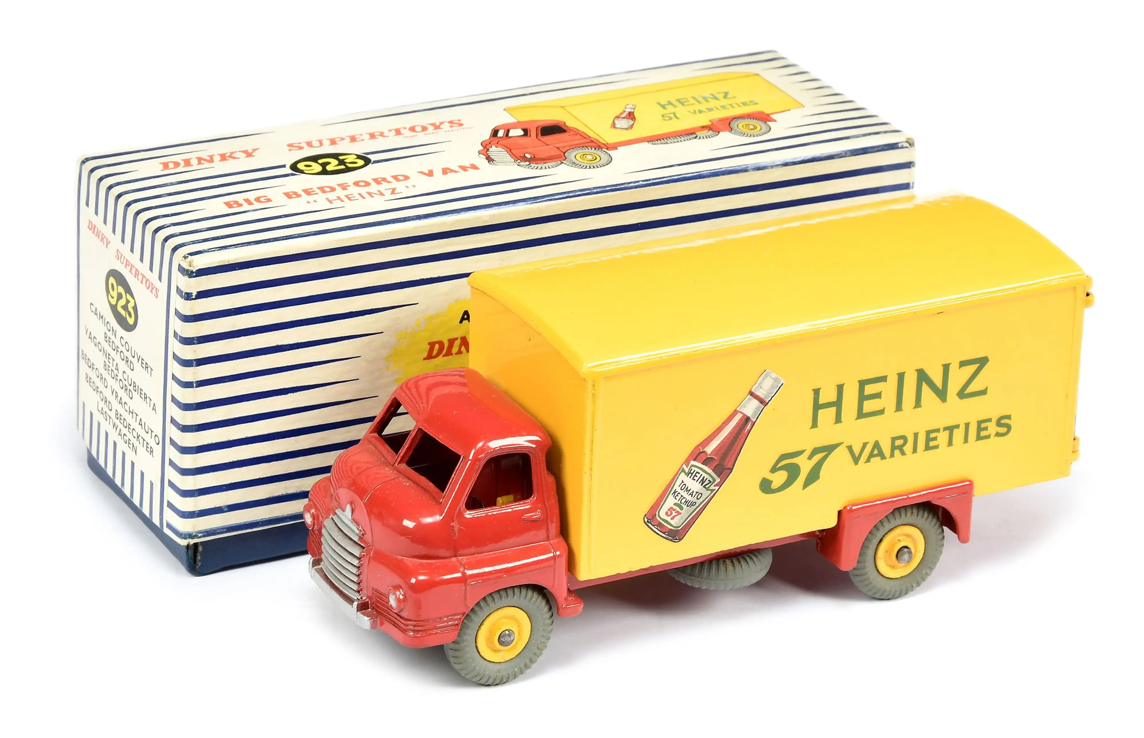 Camion Bedford Heinz Dinky Supertoys 923 rouge et jaune avec boîte, jouet de collection ancien