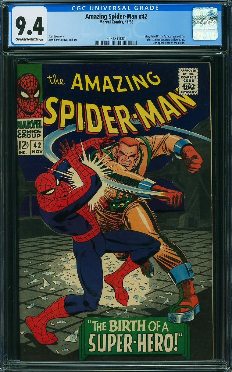 Bande dessinée Amazing Spider-Man numéro 42 Marvel 1966 gradée CGC 9.4, comic book de collection