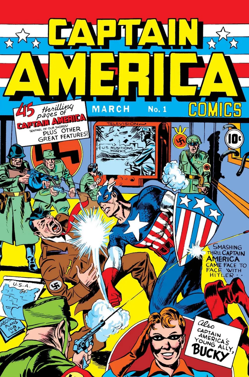 Bande dessinée Captain America Comics numéro 1 de 1941 avec Bucky, comic book de collection