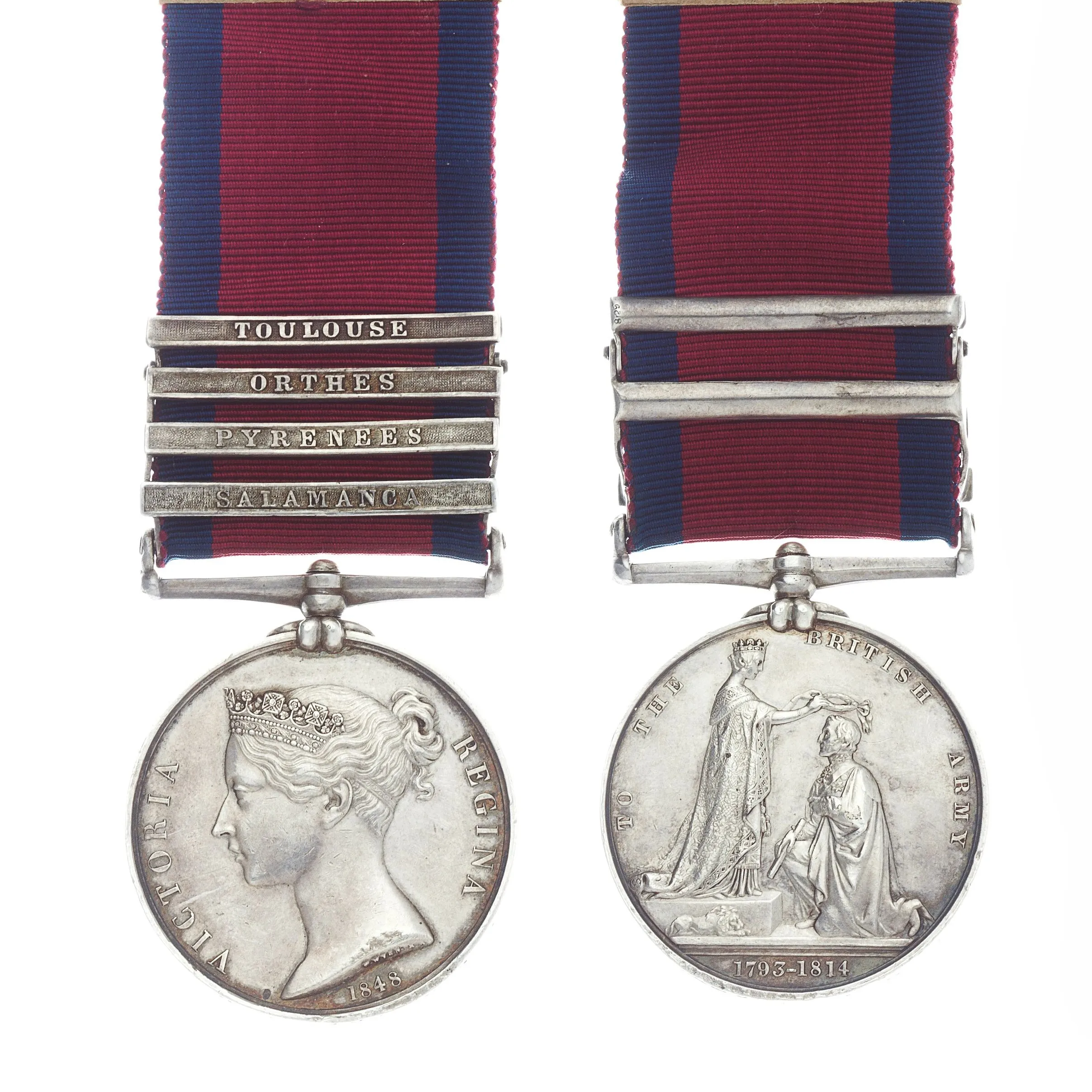 Médaille militaire navale dorée gravée au nom d'un capitaine, ruban bleu blanc, décoration de collection