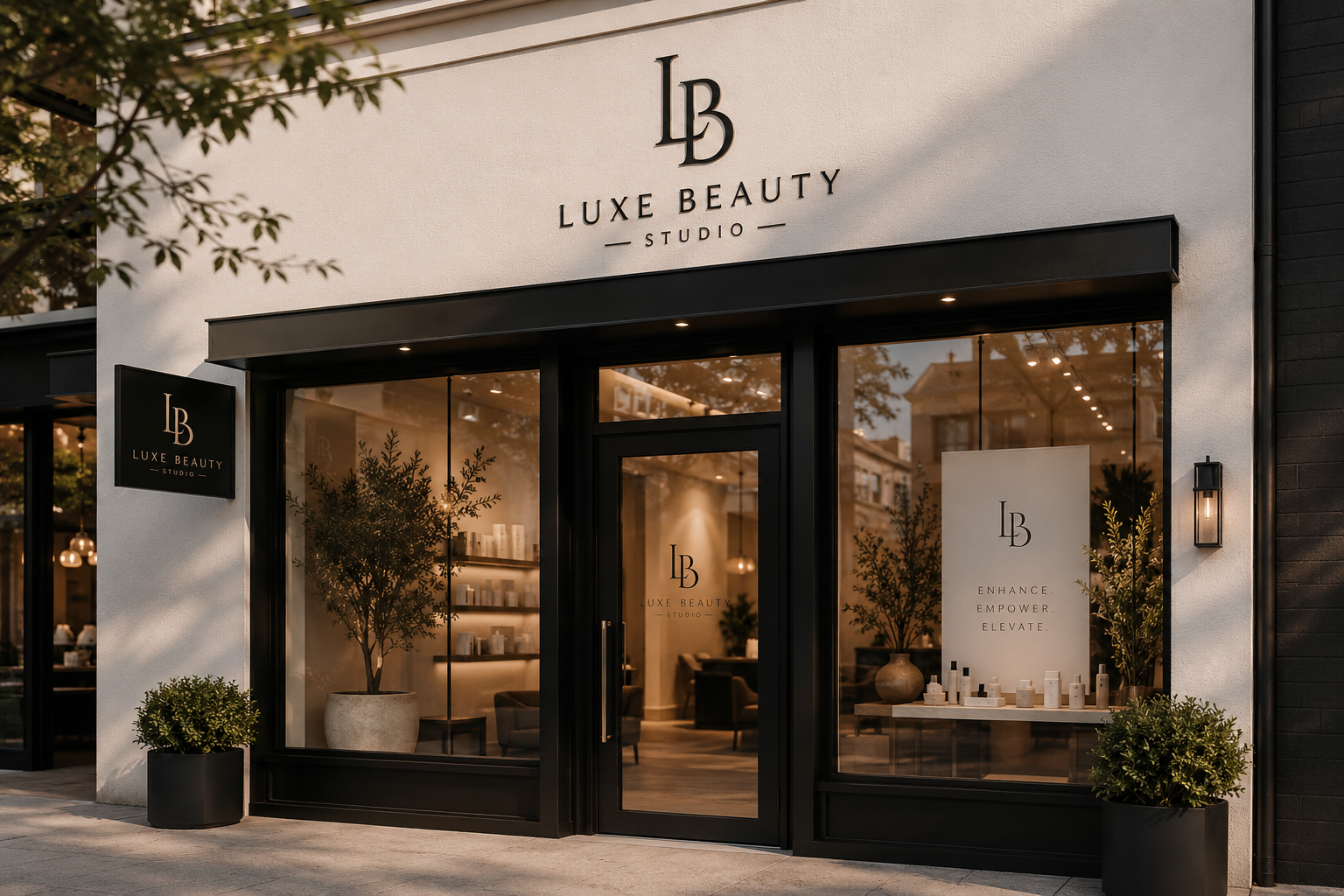 Beauty industry client branding displayed on their storefront