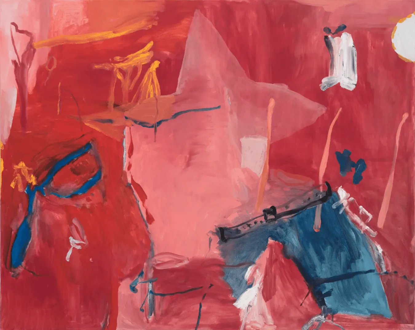 Red oil painting with star motif and blue jeans, b chehayeb jncos at the quinceanera 2023.