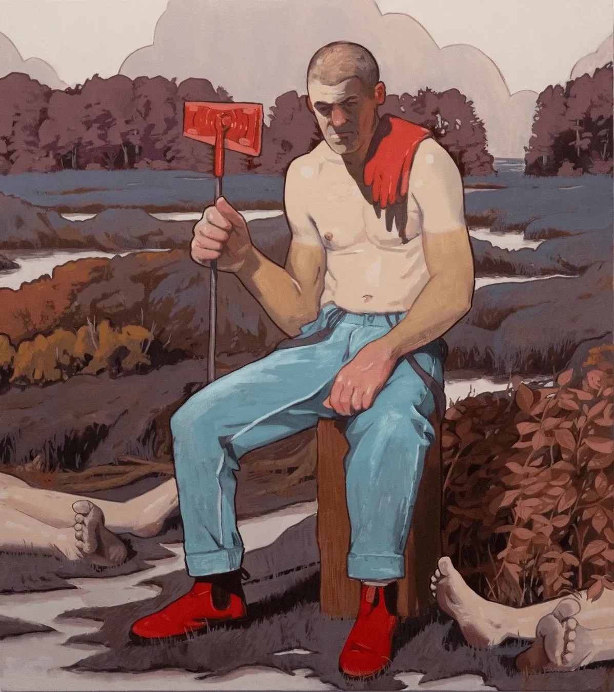 LA painter Austin Alphonse mauve oil painting, custodian,