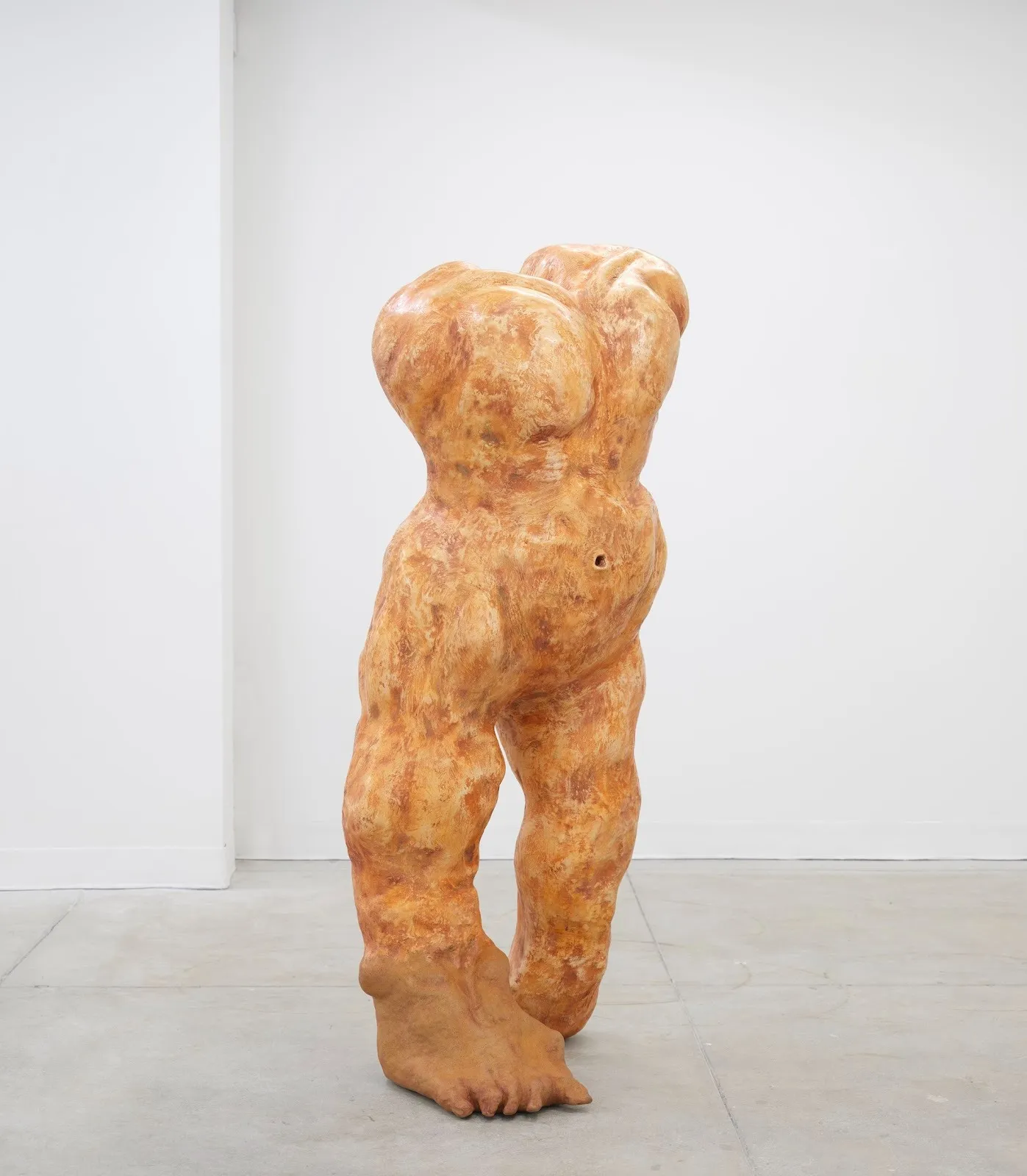 Wooden headless figurative sculpture around life size, pathways group exhibition at mama projects, new york, maladaptive by nick cherry, reviewed by emma fiona jones.