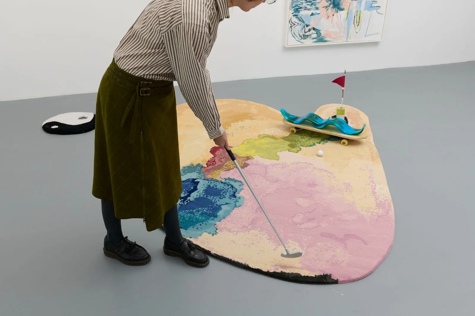 Alejandra Seeber: Interior with Landscapes, Americas Society, ASCOA, solo exhibition, mini golf installation Argentine painter feature interview Mariado Perez, photo by Arturo Sanchez