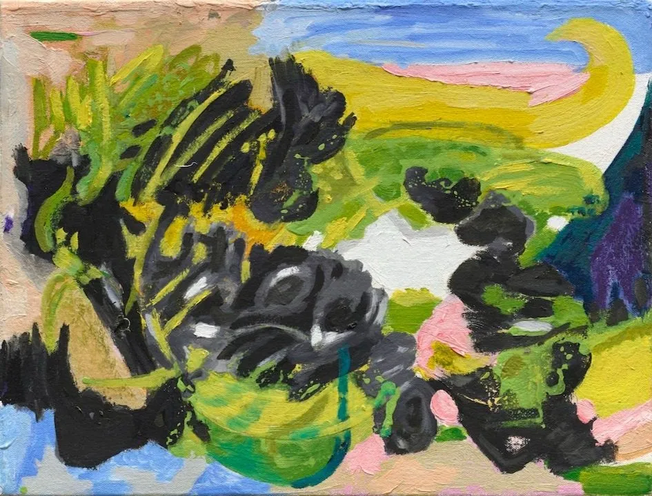 Alejandra Seeber: Interior with Landscapes, Americas Society, ASCOA, solo exhibition, black grass yellow wave, argentinian painter feature interview Mariado Perez