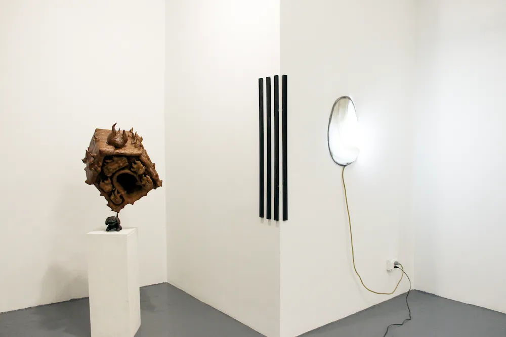 Seoyoung Kim, Soeun Bae, and Soo Park, Korean curatorial initiative, Installation view of 'Site 002. △', Site, Brooklyn Fireproof, Brooklyn, New York, Projectspace WIP