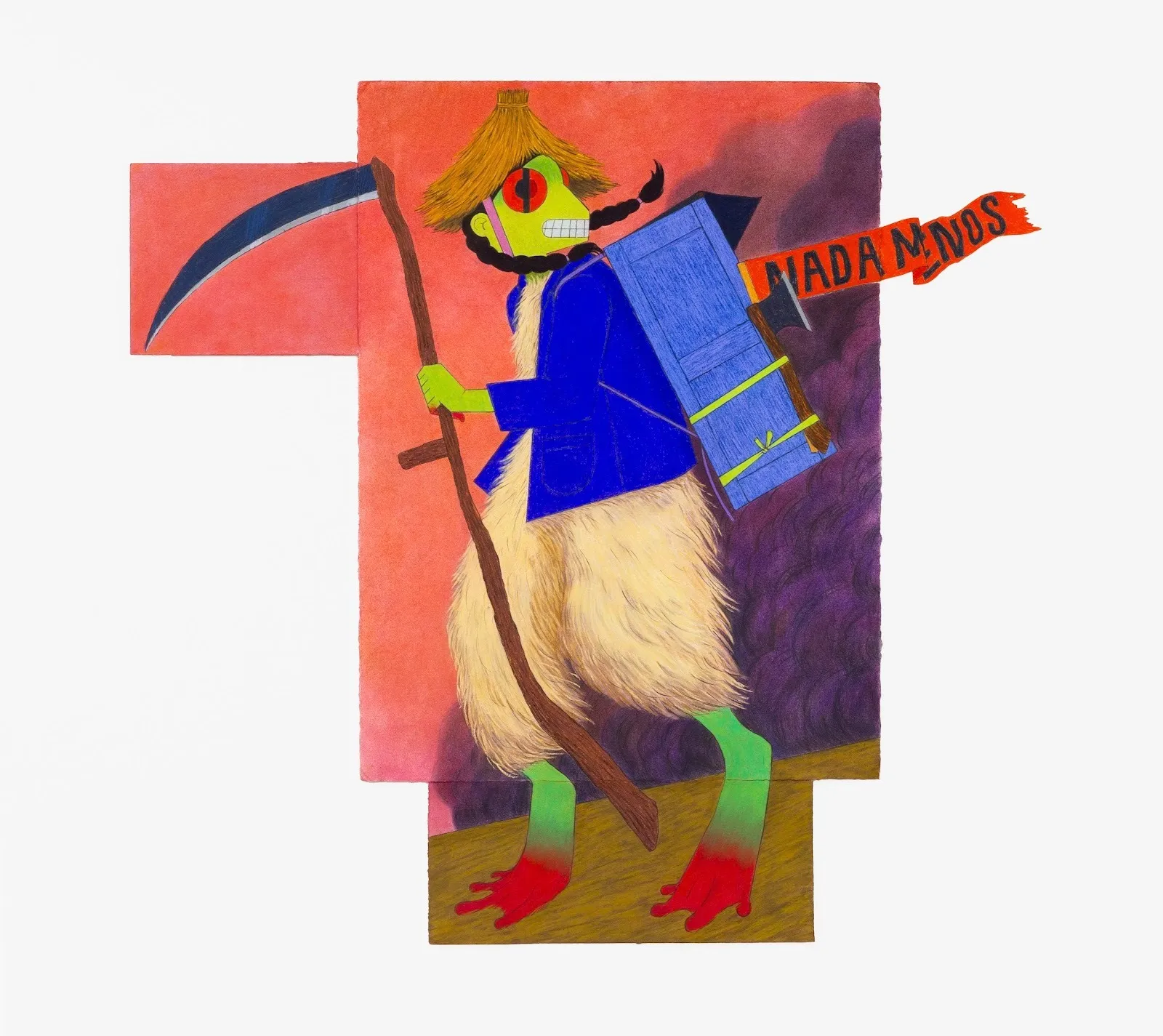 Nada Menos (nothign less/none other) charcoal pastel and ink on paper work by Christina Barrera, Para Todos Todo, Free in the Open Air, MAMA Projects Gallery revolutionary festival artist social justice art.