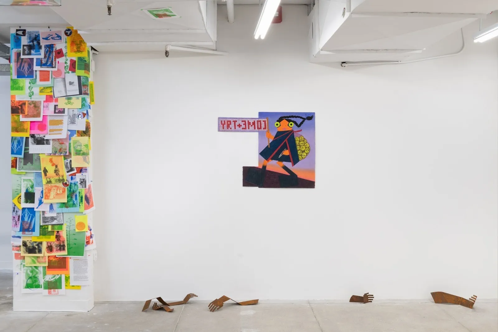 Installation view of Christina Barrera, Para Todos Todo, Free in the Open Air, MAMA Projects Gallery revolutionary festival artist social justice art.