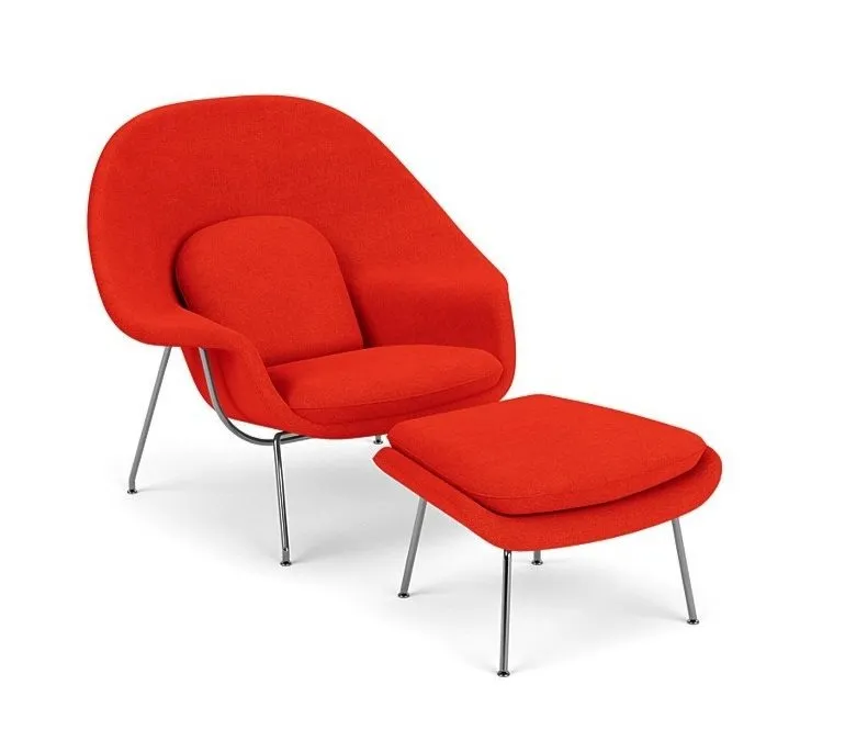 Eero Saarinen, Womb Chair (1946). Finnish American designer and architect, scandinavian and nordic design. female body, feminism, and activism
