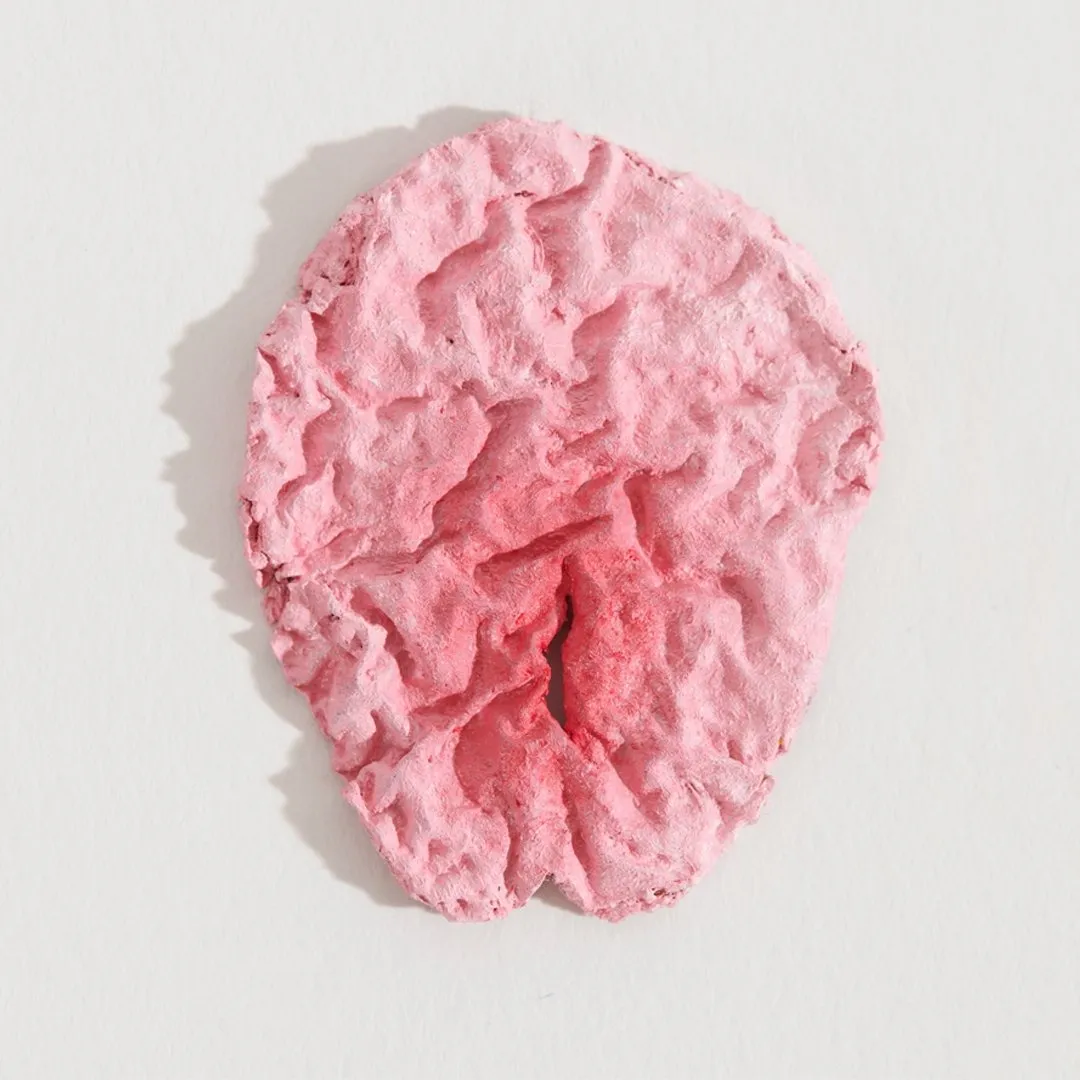 David Anaya Maya's pink resin sculpture that looks like coral or brain, titled National Flower at High Noon Gallery solo exhibition providentia.