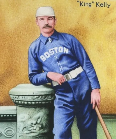 Mike “King” Kelly strikes a regal pose in this original artwork based on a famous studio photograph of the baseball star when he was at the height of his considerable fame.
