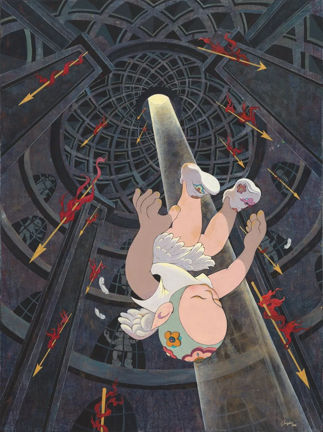 Angela Wei, oil painting Fallen Angel, Arcus Rachel Uffner gallery, fashion and art journalist, artist photographer painter model, Asian diaspora, US immigration and Canada, Chinese