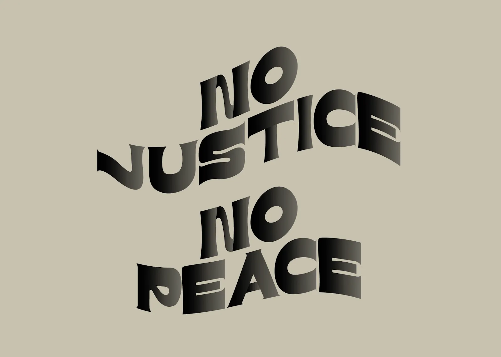 Black wavy typography no justice no peace for black resilience fund, designer and illustrator Heldáy de la Cruz T-shirt.