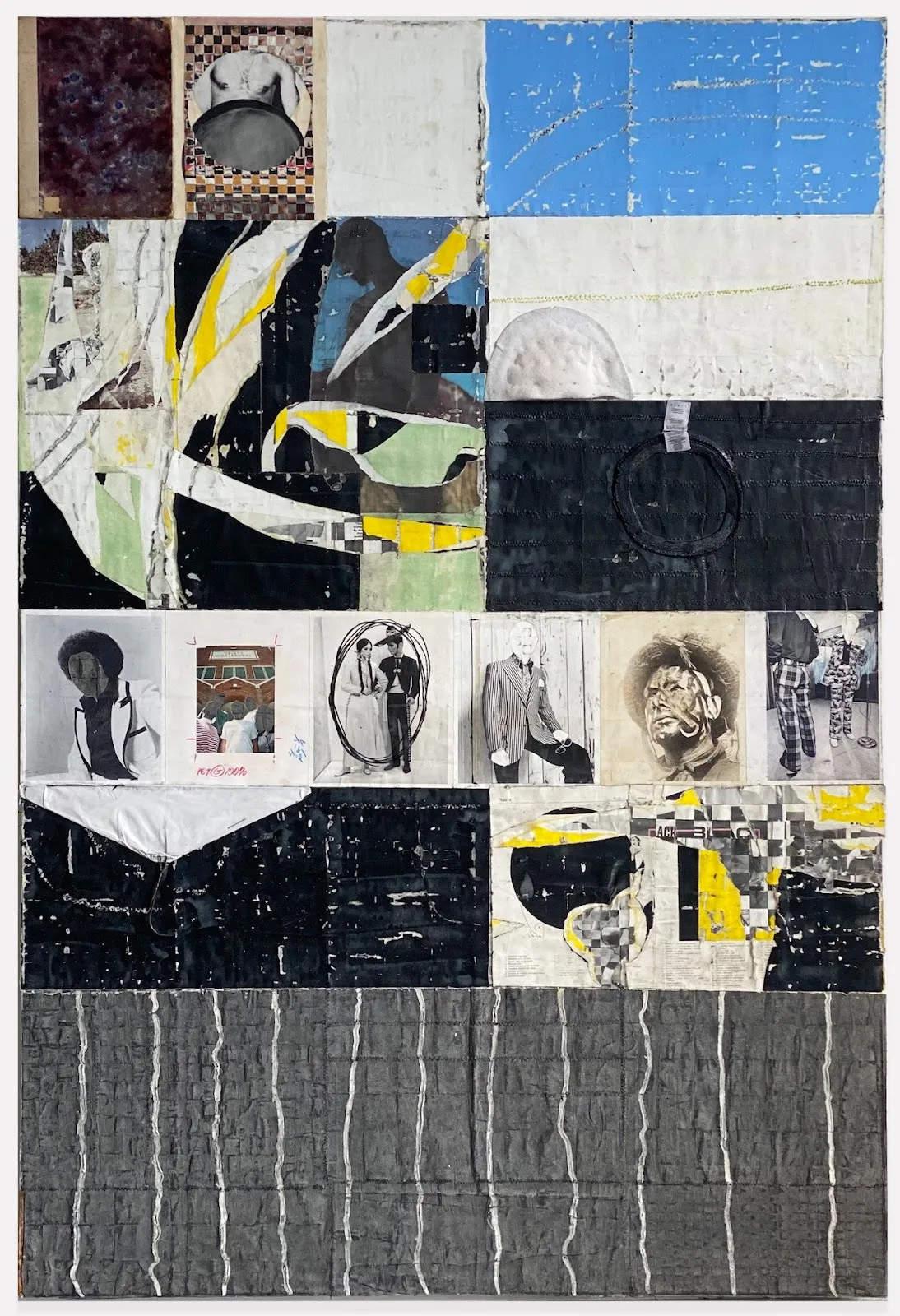 Troy montes michie, phases, cut paper collage with wire hanger, cut clothing and graphite, group exhibition the boys club redacted at susan inglett gallery curated by cortney connolly.