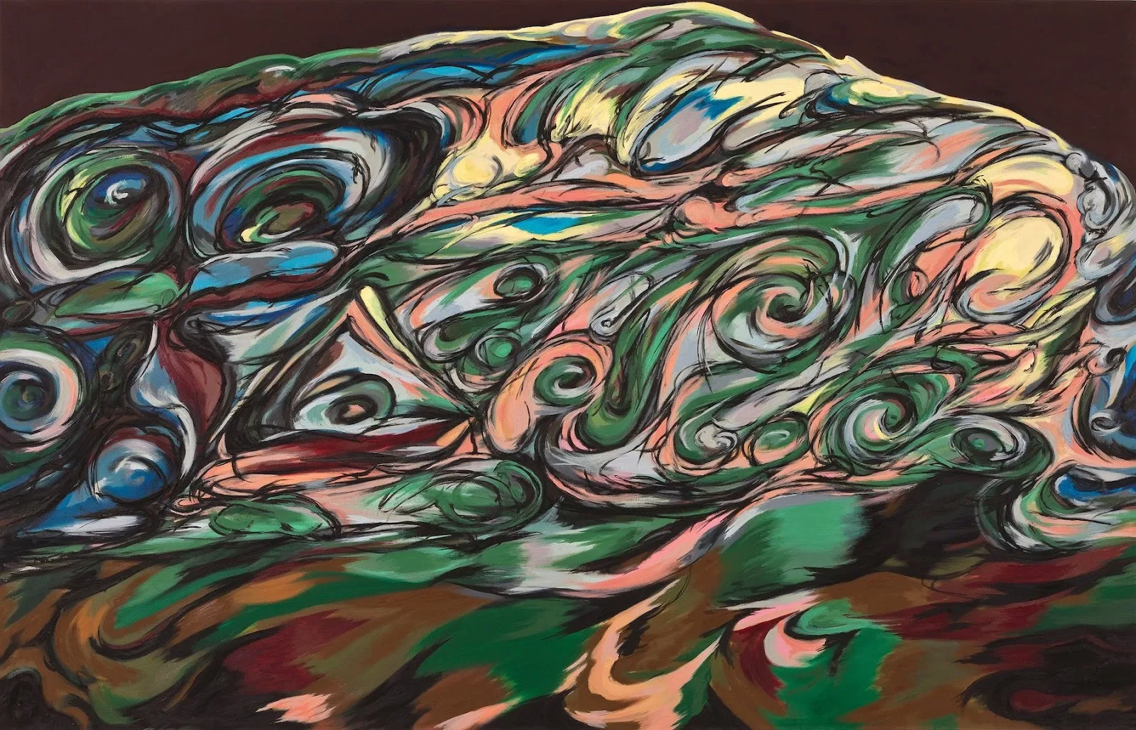 Expressive abstract geometric painting with circular windy pattern, Christopher Daharsh, hermatite tablature, picture Theory gallery, impulse magazine interview, Alicia Adamerovich and Christopher Daharsh.