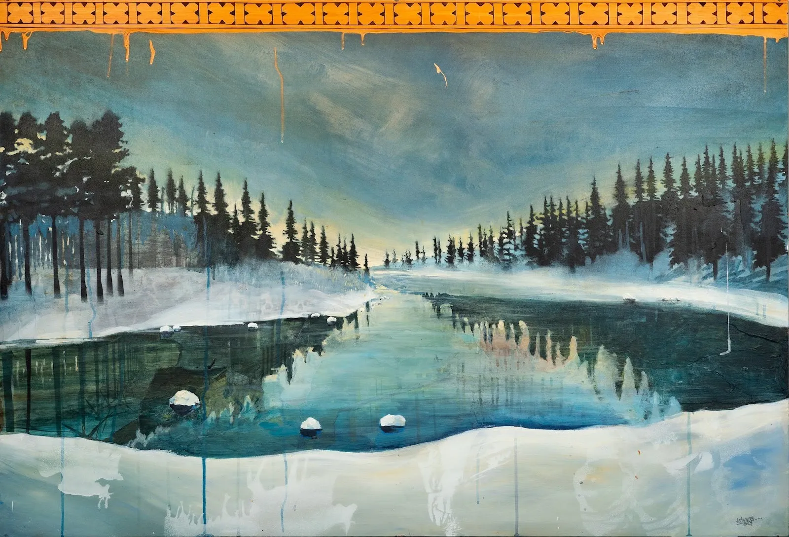 Anders Sunna, Who am I to wet my Feet?, 2024. Mixed media on board, larkin durey.