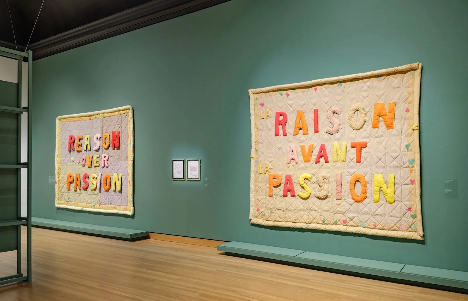 Exhibition view of canadian artist joyce wieland heart on retrospective at the national gallery of canada, mmfa.